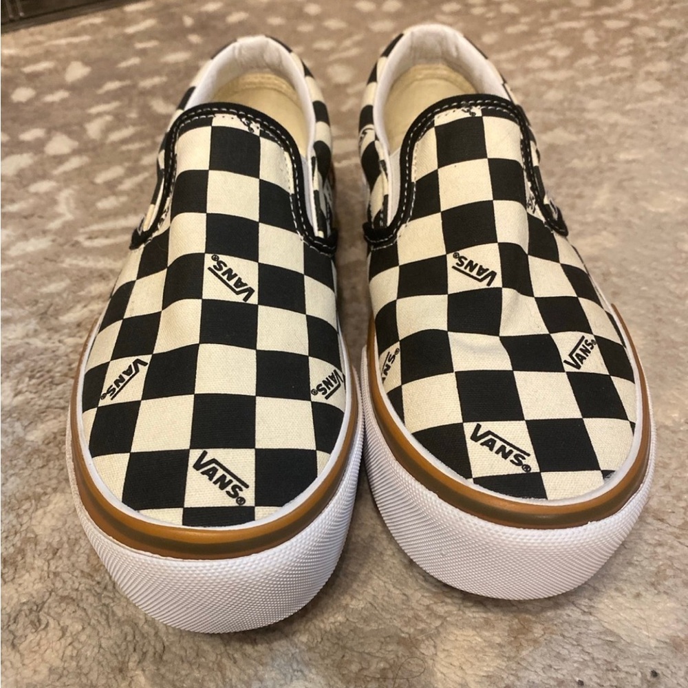 VANS stacked checkerboard slip on platform size 7